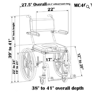 Rolling Shower Commode Chair User Propelled