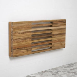 24" Teak Wall Mount Shower Bench with Slot Openings